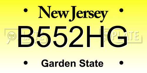 B552HG New Jersey License Plate