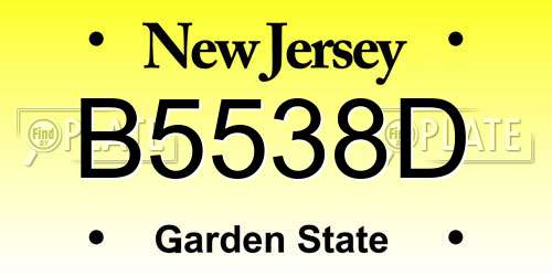 B5538D New Jersey License Plate