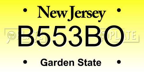 B553BO New Jersey License Plate