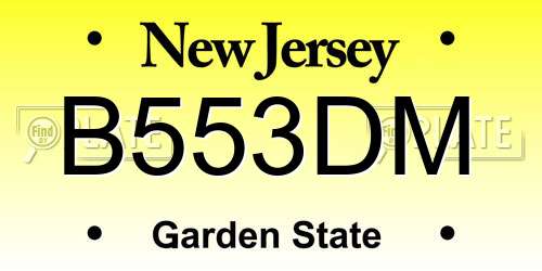 B553DM New Jersey License Plate