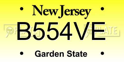 B554VE New Jersey License Plate