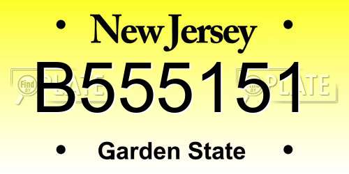 B555151 New Jersey License Plate