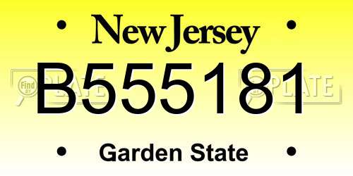 B555181 New Jersey License Plate