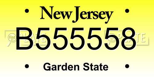 B555558 New Jersey License Plate