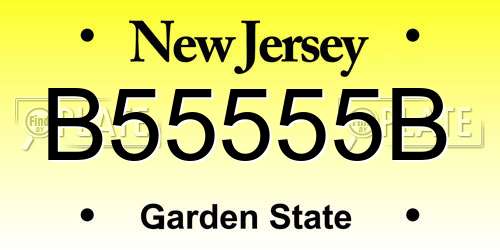 B55555B New Jersey License Plate