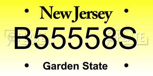 B55558S New Jersey License Plate