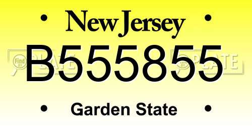 B555855 New Jersey License Plate