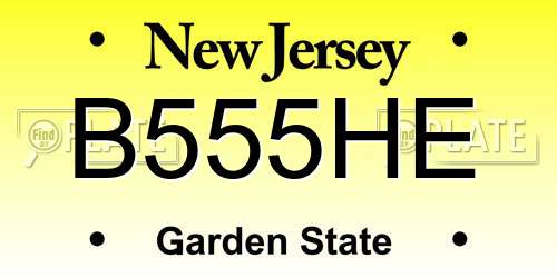 B555HE New Jersey License Plate