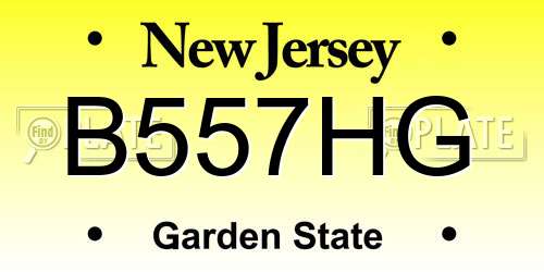 B557HG New Jersey License Plate