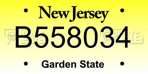B558034 New Jersey License Plate