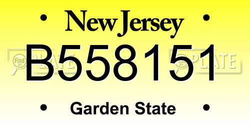 B558151 New Jersey License Plate