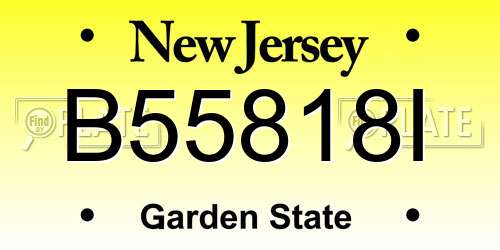 B55818I New Jersey License Plate