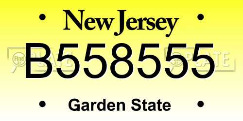 B558555 New Jersey License Plate