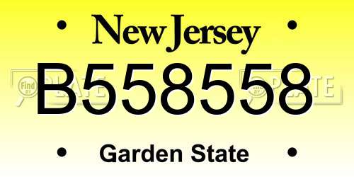B558558 New Jersey License Plate
