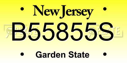 B55855S New Jersey License Plate