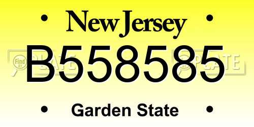 B558585 New Jersey License Plate