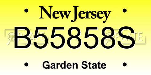 B55858S New Jersey License Plate