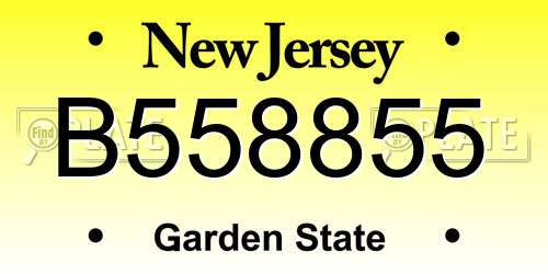B558855 New Jersey License Plate