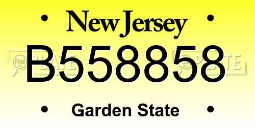 B558858 New Jersey License Plate