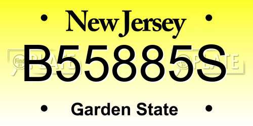 B55885S New Jersey License Plate