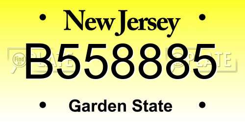 B558885 New Jersey License Plate