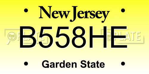 B558HE New Jersey License Plate
