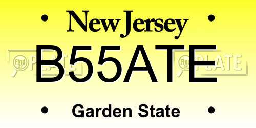 B55ATE New Jersey License Plate