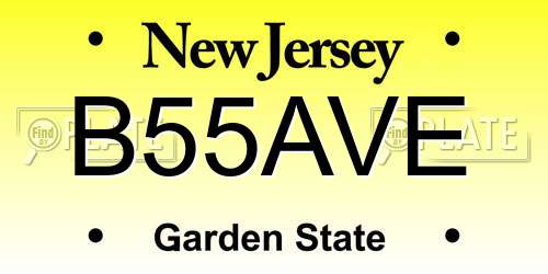 B55AVE New Jersey License Plate