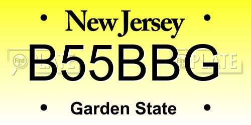 B55BBG New Jersey License Plate