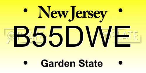 B55DWE New Jersey License Plate