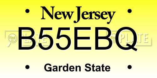 B55EBQ New Jersey License Plate
