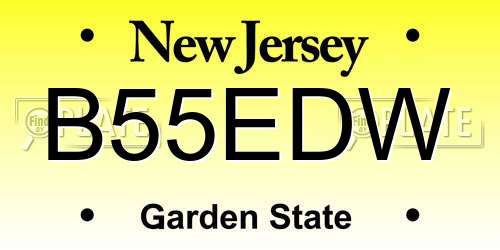 B55EDW New Jersey License Plate