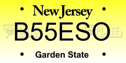 B55ESO New Jersey License Plate