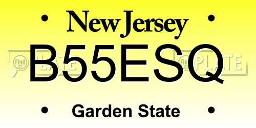 B55ESQ New Jersey License Plate