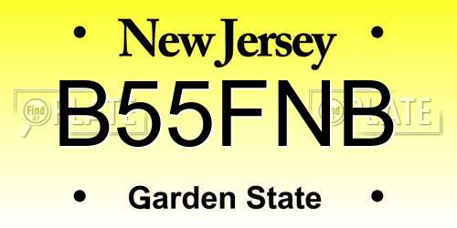 B55FNB New Jersey License Plate