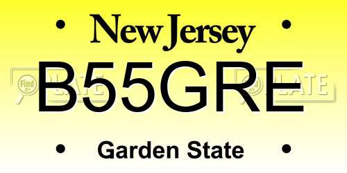 B55GRE New Jersey License Plate