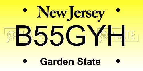 B55GYH New Jersey License Plate