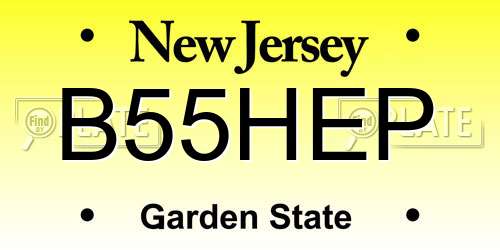 B55HEP New Jersey License Plate