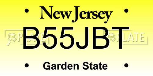 B55JBT New Jersey License Plate