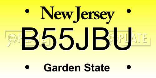 B55JBU New Jersey License Plate