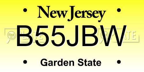 B55JBW New Jersey License Plate