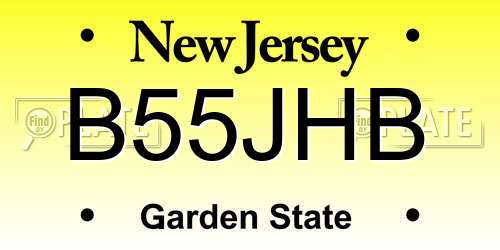 B55JHB New Jersey License Plate