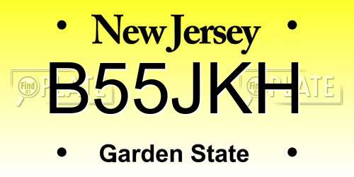 B55JKH New Jersey License Plate