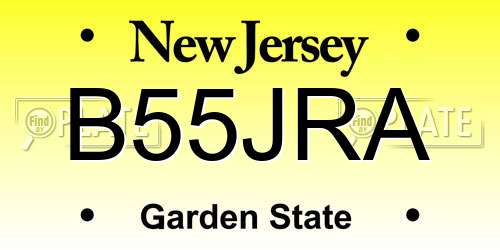 B55JRA New Jersey License Plate