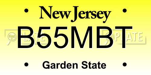 B55MBT New Jersey License Plate