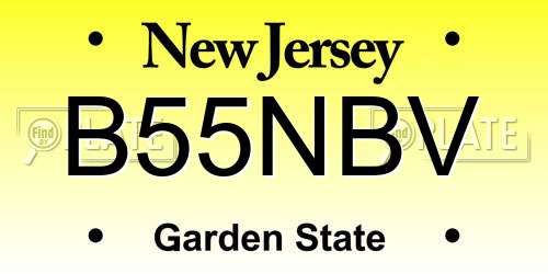 B55NBV New Jersey License Plate