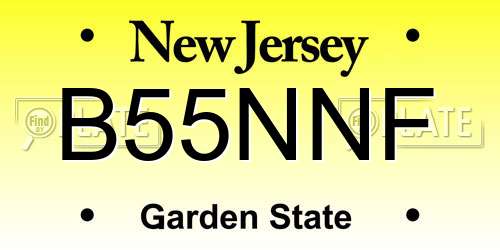 B55NNF New Jersey License Plate