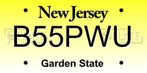 B55PWU New Jersey License Plate