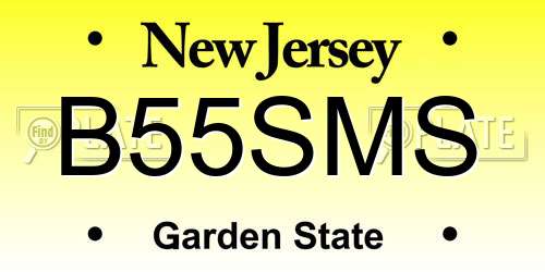 B55SMS New Jersey License Plate