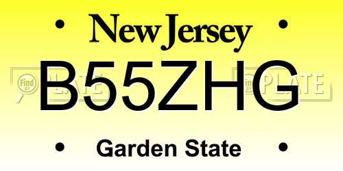 B55ZHG New Jersey License Plate